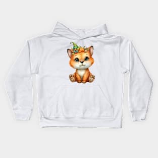 Cute Cat with flowers on her head Kids Hoodie